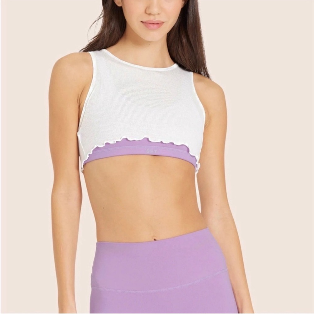 set active form cloud leggings & double layered top in petunia